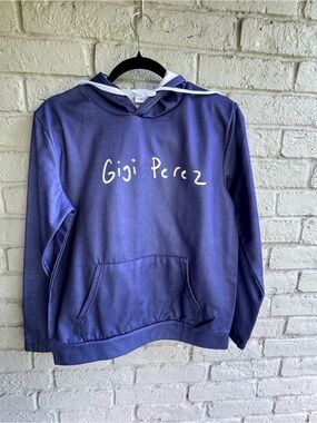 Navy Hoodie with "Gigi Perez" Script Sailor Song Sz S NWOT
